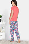 Zivame Dream Daze Knit Poly Pyjama Sets - Deep Sea Coral — thumbnail 3